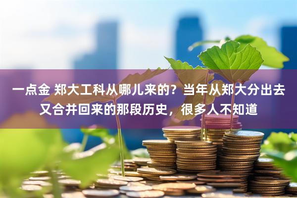 一点金 郑大工科从哪儿来的？当年从郑大分出去又合并回来的那段历史，很多人不知道