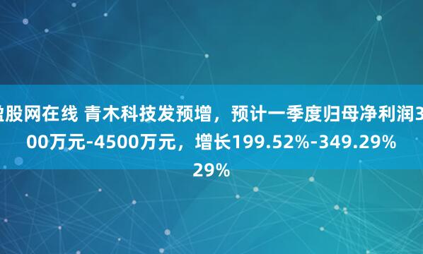 盈股网在线 青木科技发预增，预计一季度归母净利润3000万元-4500万元，增长199.52%-349.29%