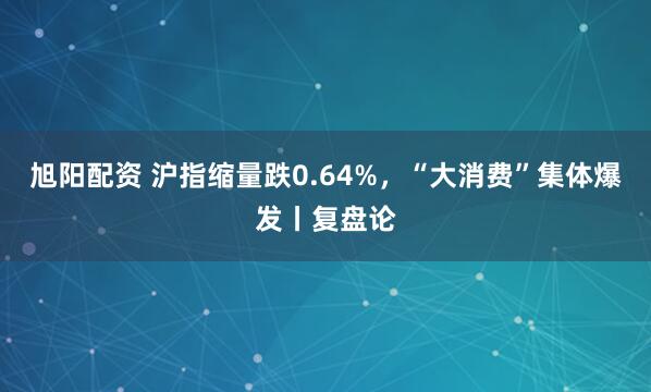 旭阳配资 沪指缩量跌0.64%，“大消费”集体爆发丨复盘论