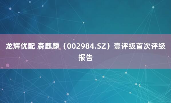 龙辉优配 森麒麟（002984.SZ）壹评级首次评级报告