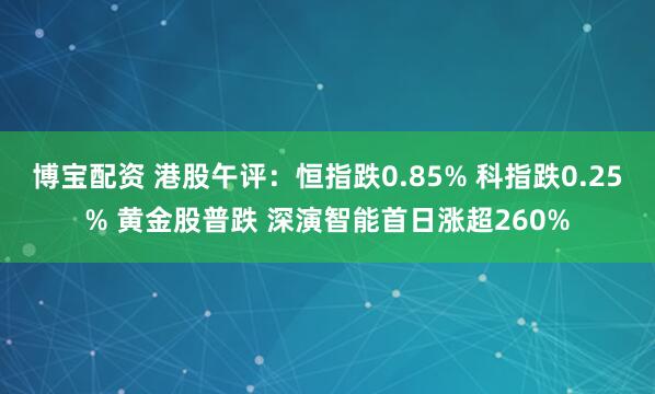 博宝配资 港股午评：恒指跌0.85% 科指跌0.25% 黄金股普跌 深演智能首日涨超260%
